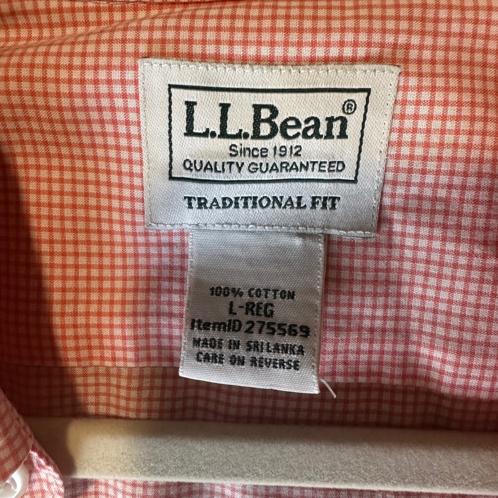 L.L.Bean Gingham‎ Button Down Shirt Long Sleeve Traditional Fit Large - Picture 3 of 6